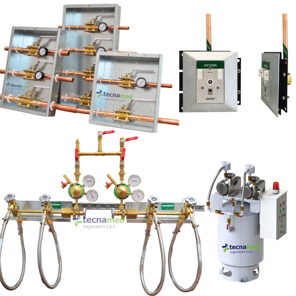 Porductos para instalaciones hospitalarias tales como: manifold de oxigeno, cajas de corte, tomas de pared chemetron, sistemas de vacio medico
