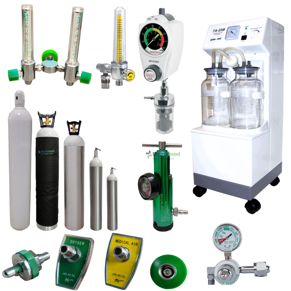 Productos hospitalarios, incluyen: Cilindros de oxígeno, reguladores de oxigeno, succionadores, flujometros de oxigeno, acoples chemetron, acoples DISS, acoples OHMEDA